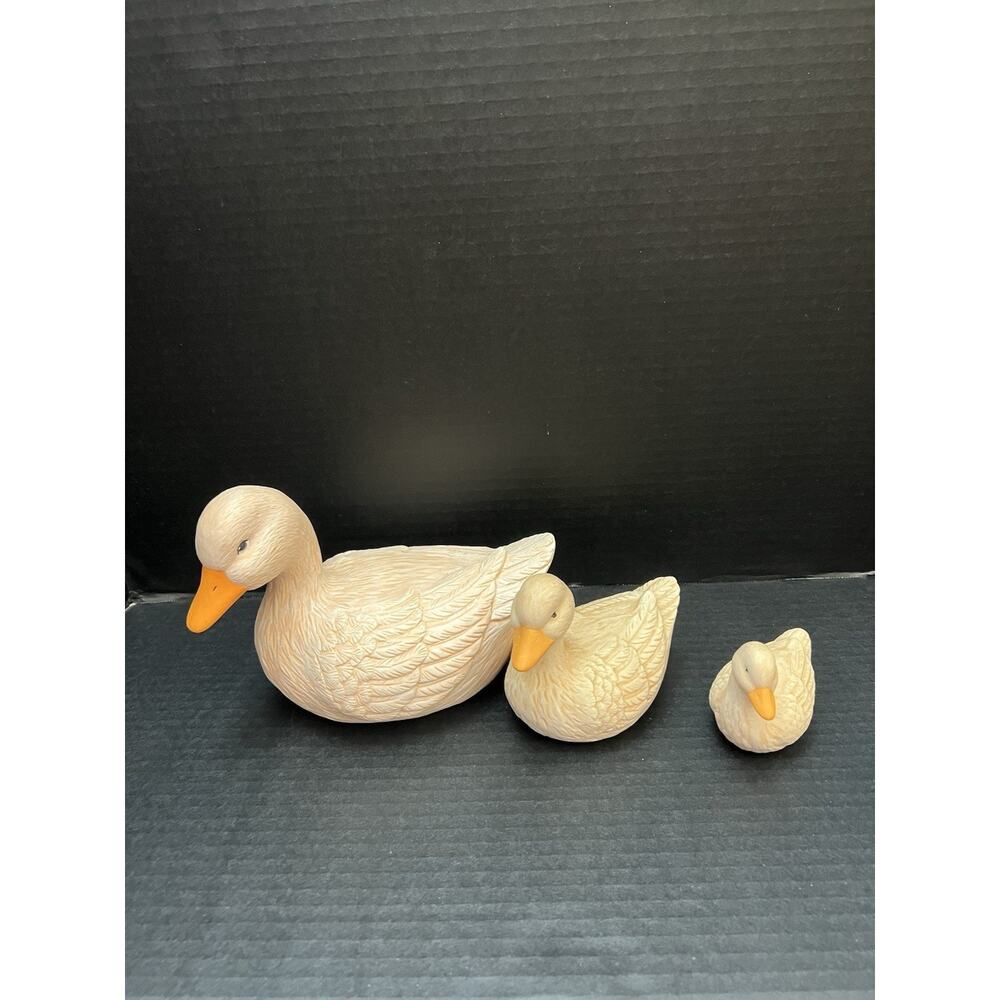 Three ceramic duck figurines Vintage 80s Decor